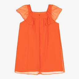 Patachou-Girls Orange Chiffon Dress | Childrensalon Outlet