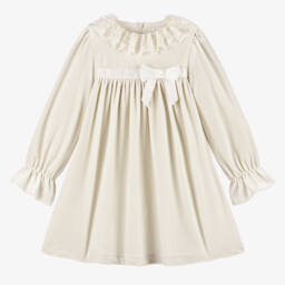 Patachou-Girls Pale Velvet Lace Dress | Childrensalon Outlet