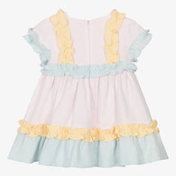 Patachou-Girls Pastel Pink & Blue Cotton Seersucker Dress | Childrensalon Outlet