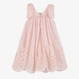 Patachou-Girls Pastel Pink Embroidered Tulle Dress | Childrensalon Outlet