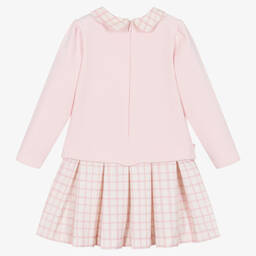 Patachou-فستان بياقة مزيج قطن جيرسي لون زهري فاتح | Childrensalon Outlet