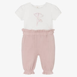Patachou-Girls' Pink Cotton Blossom Outfit | Childrensalon Outlet