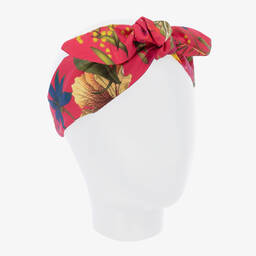 Patachou-Girls Pink Cotton Botanical Bow Headband | Childrensalon Outlet