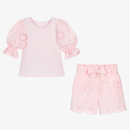 باتاشو-طقم شورت قطن لون زهري للبنات | Childrensalon Outlet