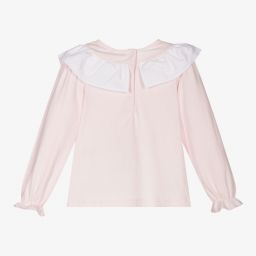 Patachou-Girls Pink Cotton Ruffle Top | Childrensalon Outlet
