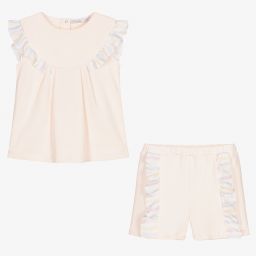 Patachou-Girls Pink Cotton Shorts Set | Childrensalon Outlet
