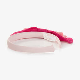 Patachou-Girls Pink Crêpe Chiffon Bow Hairband | Childrensalon Outlet