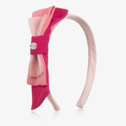 Patachou-Girls Pink Crêpe Chiffon Bow Hairband | Childrensalon Outlet