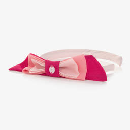 Patachou-Girls Pink Crêpe Chiffon Bow Hairband | Childrensalon Outlet