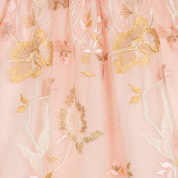 باتاشو-فستان أطفال بناتي تول لون زهري مطرز بورود | Childrensalon Outlet