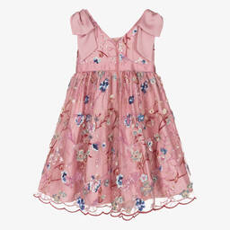 Patachou-Girls Pink Embroidered Floral Dress | Childrensalon Outlet