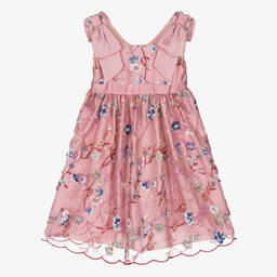 Patachou-Girls Pink Embroidered Floral Dress | Childrensalon Outlet