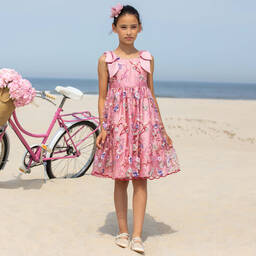 Patachou-Girls Pink Embroidered Floral Dress | Childrensalon Outlet