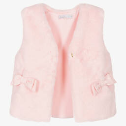 Patachou-Розовый жилет из искусственного меха с бантиками | Childrensalon Outlet