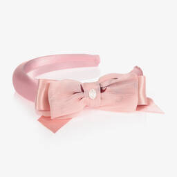 Patachou-Girls Pink Floral Bow Hairband | Childrensalon Outlet