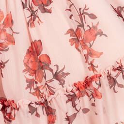 Patachou-Girls Pink Floral Chiffon Dress | Childrensalon Outlet