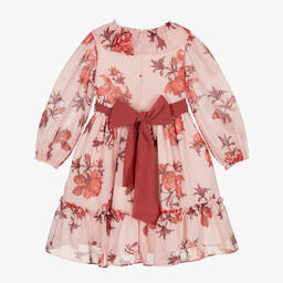 Patachou-Girls Pink Floral Chiffon Dress | Childrensalon Outlet