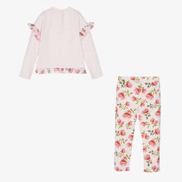 Patachou-Girls Pink Floral Cotton Tracksuit | Childrensalon Outlet