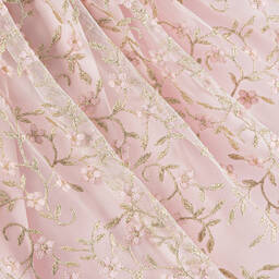 Patachou-Girls Pink Floral Embroidered Tulle Dress | Childrensalon Outlet