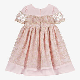 Patachou-Girls Pink Floral Embroidered Tulle Dress | Childrensalon Outlet
