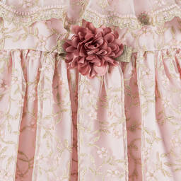 Patachou-Girls Pink Floral Embroidered Tulle Dress | Childrensalon Outlet