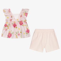 Patachou-Girls Pink Floral Shorts Set | Childrensalon Outlet