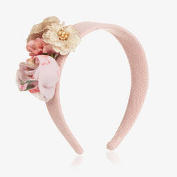 باتاشو-طوق للشعر لون زهري مزين بورود للبنات | Childrensalon Outlet