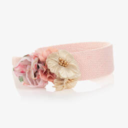 باتاشو-طوق للشعر لون زهري مزين بورود للبنات | Childrensalon Outlet