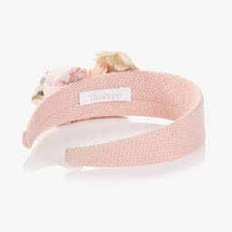 باتاشو-طوق للشعر لون زهري مزين بورود للبنات | Childrensalon Outlet