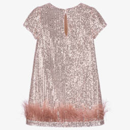 Patachou-فستان وردي براق مع ريش للبنات | Childrensalon Outlet