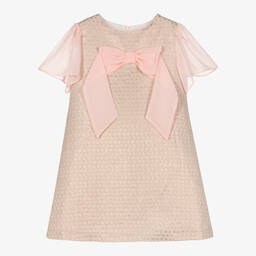 Patachou-Girls Pink Jacquard & Chiffon Dress | Childrensalon Outlet