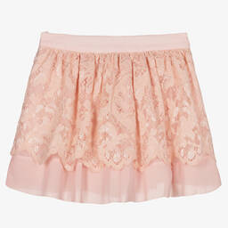 Patachou-Girls Pink Lace Chiffon Skirt | Childrensalon Outlet