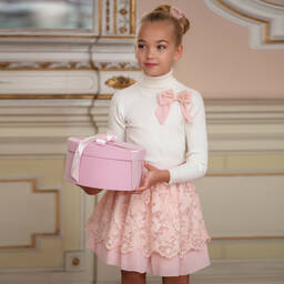 Patachou-Girls Pink Lace Chiffon Skirt | Childrensalon Outlet