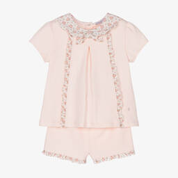 Patachou-Girls Pink Liberty Ruffle Shorts Set | Childrensalon Outlet