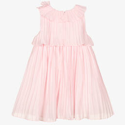 Patachou-Girls Pink Pleated Cotton Dress | Childrensalon Outlet
