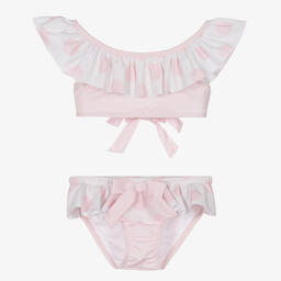 Patachou-Girls Pink Polka Dot Ruffle Bikini | Childrensalon Outlet