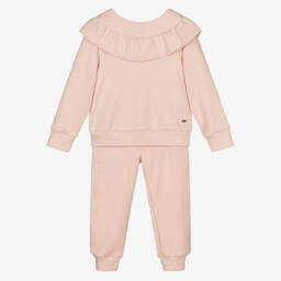 Patachou-تراكسوت جيرسي مزين بكشكش لون زهري للبنات | Childrensalon Outlet