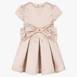 Patachou-Girls Pink Satin Bow Dress | Childrensalon Outlet