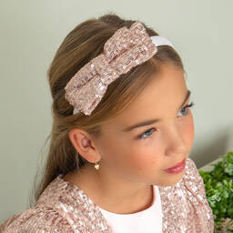 باتاشو-طوق للشعر مزين بترتر لون زهري للبنات | Childrensalon Outlet