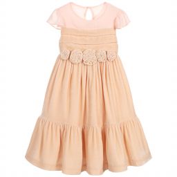Patachou Haute Couture-Girls Pink Silk Velvet Dress | Childrensalon Outlet