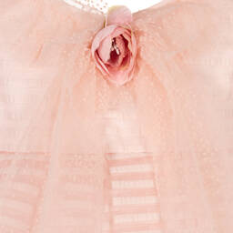 باتاشو-فستان أطفال بناتي أورغانزا مقلم لون زهري | Childrensalon Outlet