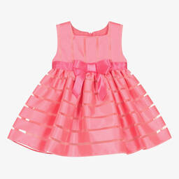 Patachou-Girls Pink Striped Satin & Organza Dress | Childrensalon Outlet