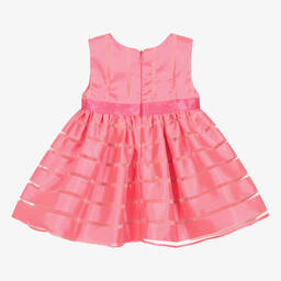 Patachou-Girls Pink Striped Satin & Organza Dress | Childrensalon Outlet