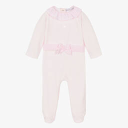 باتاشو-Girls Pink Velour Babygrow | Childrensalon Outlet