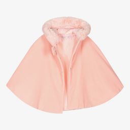 Patachou-Розовый бархатный кейп с капюшоном для девочек | Childrensalon Outlet