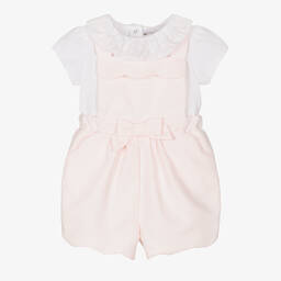 Patachou-طقم دانغريز قطن لون زهري وأبيض للبنات | Childrensalon Outlet