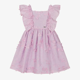 Patachou-Girls Purple Blossom Embroidered Dress | Childrensalon Outlet