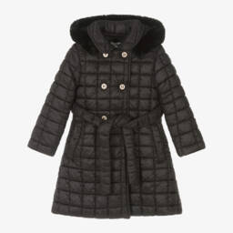 Patachou-Girls Quilted Black Overcoat | Childrensalon Outlet