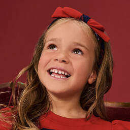 باتاشو-طوق للشعر تارتان لون أحمر للبنات | Childrensalon Outlet