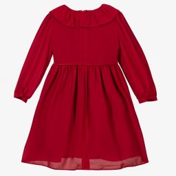 Patachou-Girls Red Chiffon Bow Dress | Childrensalon Outlet